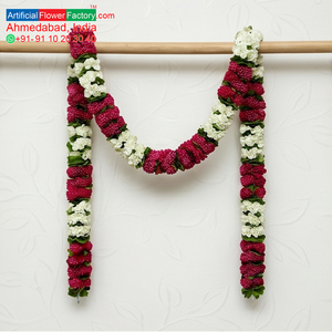Artificial Flower Garland Red <b>White</b> Floral <b>Hanging</b> Decoration Wedding Mandap Temple Pooja Festival Home Entrance Decor - Product Image 5