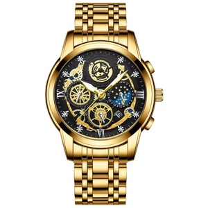 Montre pour homme BINBOND 4010, mouvement à quartz de qualité, cadran semi-squelette tendance, calendrier, étanche, montres de sport décontractées - Product Image 1