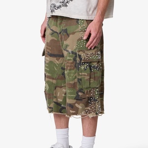 Pantalones Cortos Cargo de Camuflaje para Hombre 2026, Nuevos, con Tachuelas, Estilo Desgastado, Pierna Ancha, Streetwear, Pantalones Cortos, Servicio Personalizado OEM ODM - Product Image 2