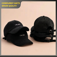 Gorra de Béisbol de Pana Personalizada de Calidad Premium para Hombre y Mujer, Gorra de 6 Paneles con Logotipo Bordado