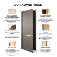 Porte intérieure minimaliste en bois massif YINUO sur mesure avec incrustation métallique dorée, grain vertical, pour chambre moderne, quincaillerie complète