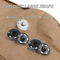 JOSDIOX Kancing Jepret Logam Tembaga Bulat Besar 12 Set untuk Menjahit Pakaian Hitam Keperakan (Ukuran Besar 0,98IN/25mm)