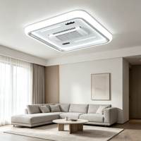 Ventilateur de plafond sans pales carré avec éclairage LED blanc froid, télécommande, silencieux, pour la décoration intérieure domestique