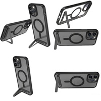 Aksesoris Ponsel Casing Kristal Bening untuk iPhone 17 Air 16 15 Pro Max 14 Plus 13 12 11 Casing Magnetik dengan Penyangga