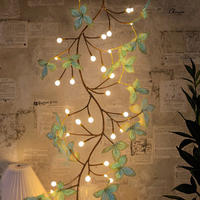Lampe LED d'intérieur à télécommande USB, flexible en rotin, avec 8 modes, décoration murale papillon, lumière d'ambiance pour Noël
