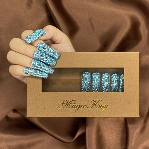 Cubierta completa rojo/azul/Verde diamantes <span class=keywords><strong>de</strong></span> imitación hermosas <span class=keywords><strong>uñas</strong></span> cuadradas duraderas Prensa en 10PCS brillante Bing hecho a mano juego <span class=keywords><strong>de</strong></span> <span class=keywords><strong>uñas</strong></span> caseras - Product Image 5