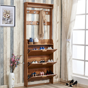 <span class=keywords><strong>Meuble</strong></span> <span class=keywords><strong>à</strong></span> <span class=keywords><strong>chaussures</strong></span> ultra-fin avec porte-vêtements, design en bois simple et moderne, un rangement pour l'entrée - Product Image 4