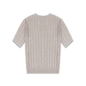 เสื้อสเวตเตอร์ถักคอวีทรงกลมสีแอพริคอตแบบสั่งทำพิเศษ, เสื้อถักลินินแบบร่องลายฉลุสำหรับผู้หญิงขายส่ง - Product Image 2