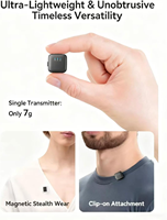 Mic 2 (2 TX+1 RX + étui de charge), mini microphone cravate sans fil pour iPhone Android/tablettes/PC, réduction intelligente du bruit