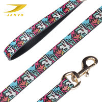 Großhandel Straßen-Hip-Hop Graffiti-Print PU-Leder 3-in-1 Hundegeschirr Halsband Leine Set mit Goldener Metallschnalle für Alle Hunderassen