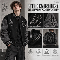 Blouson universitaire d'hiver pour homme, style Hip Hop, coupe oversize, broderie gothique, patchwork, lettres personnalisées, streetwear, col montant, vêtement d'extérieur