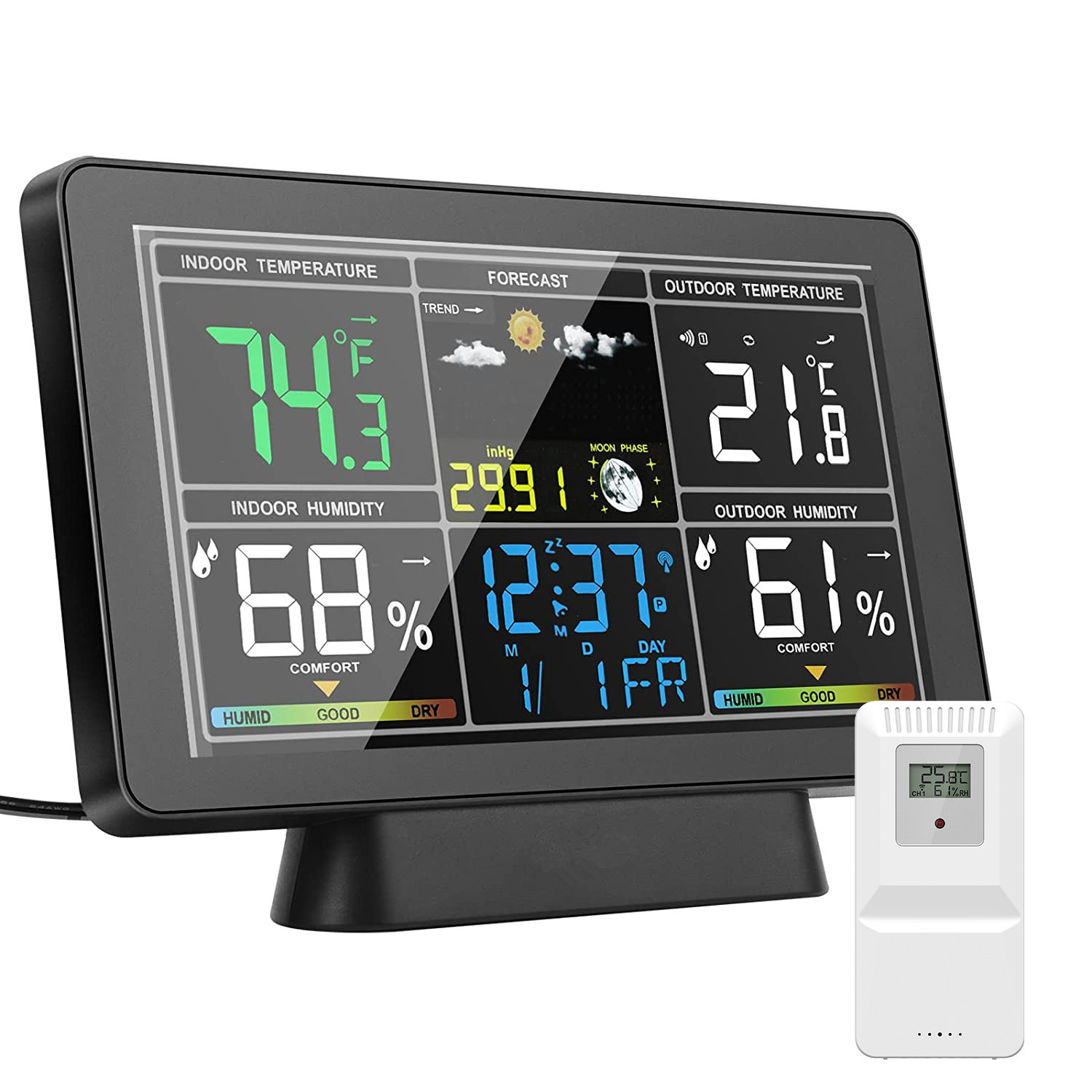 LED Digital Smart Wetter uhr Indoor Outdoor Temperatur Luft feuchtigkeit Vorhersage Wireless Wifi Wetters tation