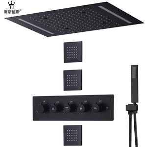 Ensemble de douche LED encastré minimaliste moderne, pomme de douche multifonctionnelle en acier inoxydable, système de douche thermostatique en plastique pour la maison - Product Image 2