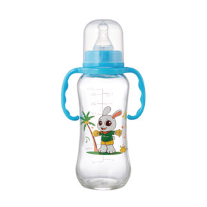 Directo de fábrica de alta calidad 9oz/250ML Antic-Colic Borosilicate Glass Silicona Biberón de boca ancha Sin BPA 0-12 meses - Product Image 1