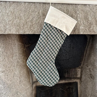 Chaussettes de Noël en toile personnalisées en gros, à carreaux et rayures, avec volants en dentelle, pour décoration de cheminée et sac cadeau de fêtes