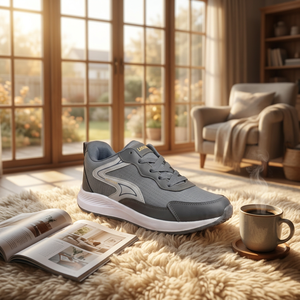 Chaussures de course légères et respirantes grises, baskets de sport à lacets, chaussures de marche antidérapantes pour hommes, légères et respirantes, grises - Product Image 2