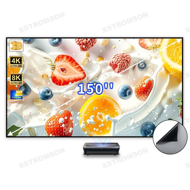 150 Inch UST ALR Video Projector Screen With Alloy Frame 16:9 T-prism Grey Crystal Ambient Light Rejecting Projection Screen