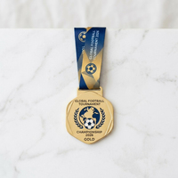 Toptan Toplu Tedarik Döküm Altıgen Yumuşak Mineli Altın Gümüş Bronz Kaplama Futbol Ödül Madalyası Futbol Maçı İçin