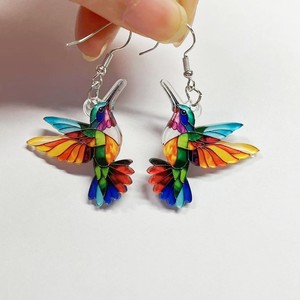 Boucles d'oreilles fantaisie colorées en forme d'animaux et d'oiseaux pour femmes, en acrylique, tendance, cadeaux de fête - Product Image 2