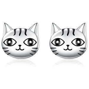 Orecchini a perno a forma di gatto per donna, accessori per l'orecchio da indossare tutti i giorni - Product Image 2