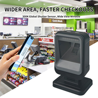 Escáner de Códigos de Barras Omnidireccional 1D 2D QR, Lector de Escritorio con Soporte de Plataforma, Compatible con Data Matrix PDF417 para Comercio Minorista y Supermercados