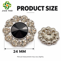 Boutons en métal cristal personnalisés OEM, bouton à coudre en alliage argenté avec pierre noire pour accessoires vestimentaires