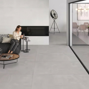Azulejos de porcelana para suelo, color gris claro, 600x1200 mm, acabado mate suave, diseño grabado, para el mercado europeo, premium, 17.75x17.75. - Product Image 1