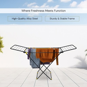X-Type Metal Clothes Dryers Foldable Adjustable Double Wing Clothes Drying <b>Rack</b> Single Layer Large Size Towel Storage <b>Rack</b> - Product Image 2