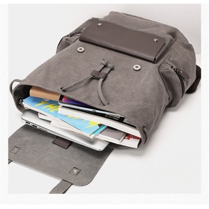 Manufacturer Wholesale Popular <b>Backpack</b> Neutral Canvas Trendy Canvas Large Capacity Casual Retro Urban <b>Backpack</b> - Product Image 2