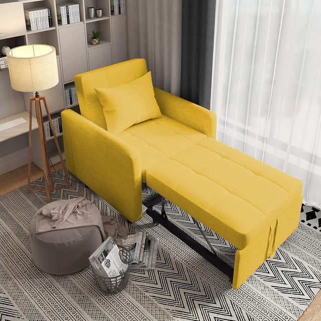 Convertible Sleeper Chair Bed - Adjustable Backrest Lounger with Pillow, Modern Sofa Bed for Living Room & Apartment