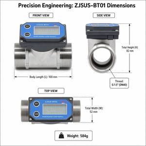 ZJSUS-BT01 G1.5" Digital <b>Water</b> <b>Flow</b> <b>Meter</b> for Industrial Pipeline, OEM Customized DN40 - Product Image 1