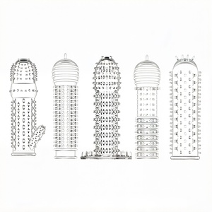 Manchon de pénis transparent à picots et anneaux pour couples, jouet sexuel pour adultes, vente en gros, silicone TPE, Guangdong - Product Image 5