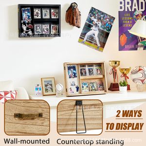 Sports Card <b>Display</b> Box <b>Wall</b> Mounted Black Rectangle Storage <b>Case</b> For Baseball Football Collectibles - Product Image 4