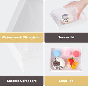 Fogliame 25 confezioni da <span class=keywords><strong>7x5</strong></span> pollici scatole di salumi quadrati riciclabili trasparenti coperchi contenitori di carta usa e getta per dessert alimentari per - Product Image 4
