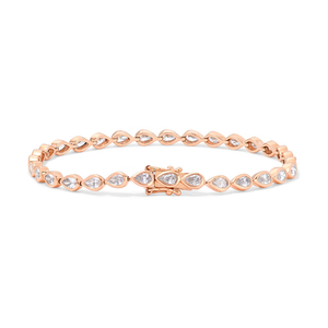 Bracciale Tennis in Ottone Placcato Oro con Zirconia Cubica Taglio a Pera, Gioielli in Zircone Senza Nichel, Produttore Gemnel - Product Image 5