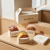 Boîte à emporter en carton pliable personnalisée avec logo, recyclable, pour en-cas, biscuits, beignets, macarons, emballage en forme de gable