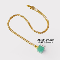 Collier diffuseur d'huiles essentielles en cristal naturel plaqué or, pendentif en forme de cube, pierre de guérison, artisanat en cristal