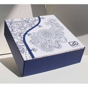 Caja de <span class=keywords><strong>Regalo</strong></span> Cosmética Vintage Azul de Doble Puerta ROGOOD con Impresión CMYK, Logotipo en Lámina Azul, Inserto de EVA Personalizado para Sets de Belleza P1017 - Product Image 5