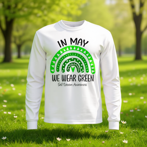 Nel mese di maggio indossiamo una maglietta verde arcobaleno a maniche lunghe per la consapevolezza dell'autostima - Product Image 3
