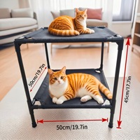 Lit double pour chat, gain de place, capacité 22 lb, lit surélevé respirant pour animaux de compagnie, lit superposé pour maison multi-chats