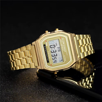 Jam Tangan Mewah Digital untuk Pria Jam Tangan Olahraga Tahan Air Jam Tangan LED Emas Wanita