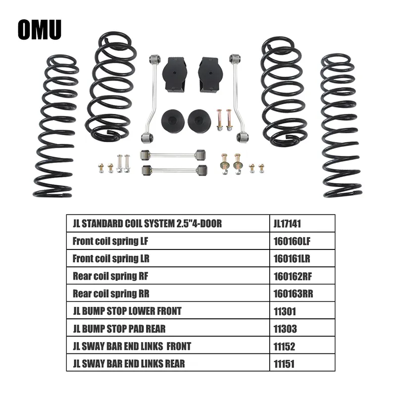 Maiker Hot Sale Off-road 2.5 inch rising spring kit without shock absorption for Jeep wrangler JL