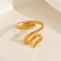 2025 derniers modèles 18k plaqué or exquis en acier inoxydable en forme de serpent anneaux réglables dames bijoux