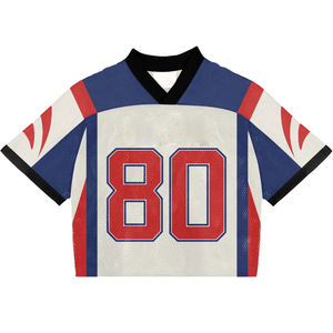 Ropa de calle de moda Retro Crop American Football Shirt Custom Sublimated Printing Mesh American Football Jersey - Product Image 1