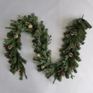 Harga murah grosir 9ft pinus kerucut buatan PVC Garland dekorasi Natal