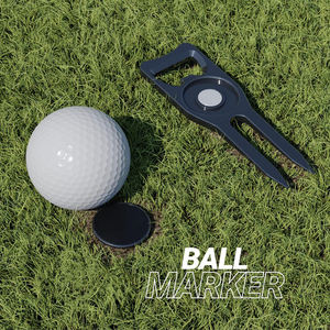 Outil de réparation de divots de golf en métal 3-en-1 personnalisé OEM avec support de club de golf et marqueur de balle - Product Image 2