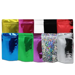 Silver Stand-Up Pouch With Customized Ziplock Resealable Aluminum Foil Bag Customized Mylar Bags For Food Packaging