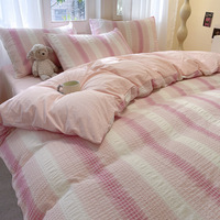 Ensemble de couette en coton jacquard teint en fil de qualité supérieure 40S, ensemble de literie à rayures gaufrées certifié Oeko-Tex, disponible en tailles SB QB KB SKB