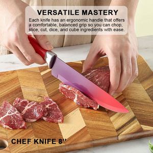 Juego de Cuchillos de Cocina de Alta Calidad de 6 Piezas, Coloridos, para Verduras y Frutas, Aptos para Lavavajillas, Cuchillos de Chef de 8 Pulgadas con Caja de Regalo - Product Image 4