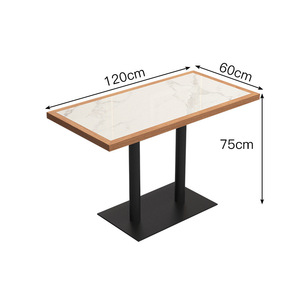 Tables et chaises carrées de luxe modernes pour restaurant, ensemble pour salon, meubles en métal et bois - Product Image 5